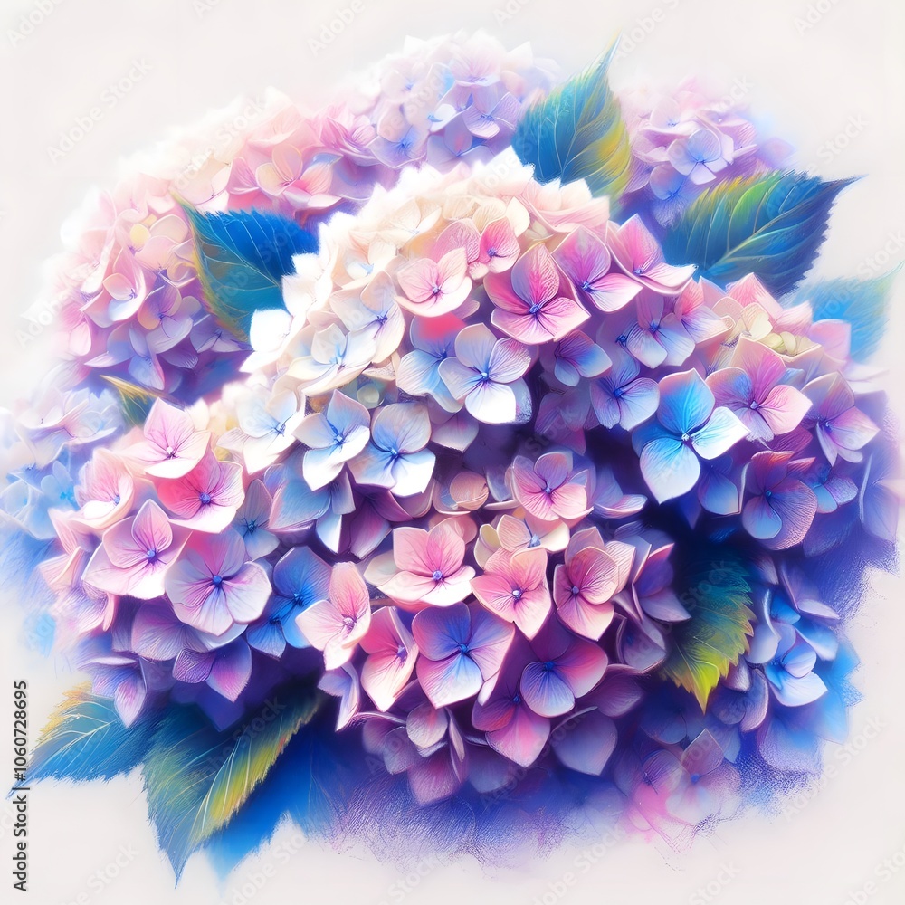 Obraz premium 수국, 파스텔화 (Chinese sweetleaf, pastel painting)