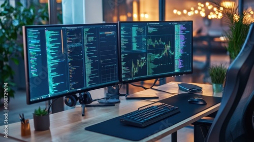 Wallpaper Mural Stock Market Analytics and Trading Software on Multiple Monitors Torontodigital.ca