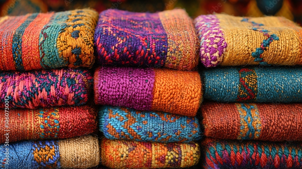 Vibrant Textiles with Intricate Handwoven Patterns Vibrant Textiles with Intricate Handwoven Patterns