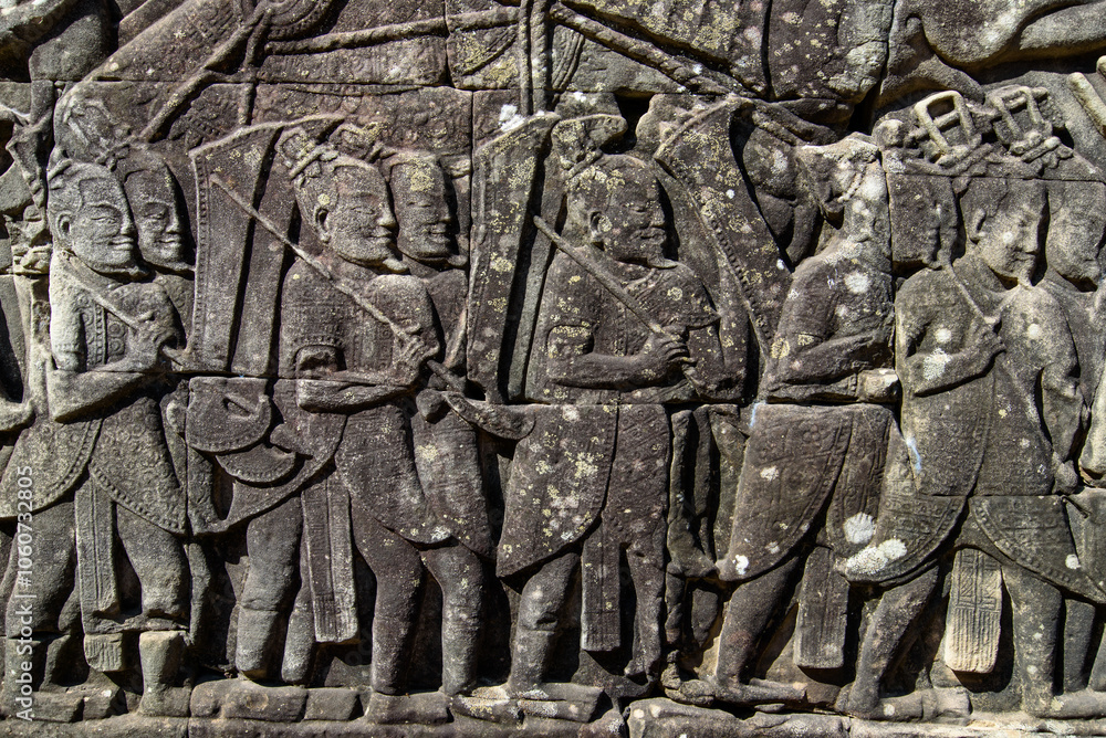Bas-relief Sculpture at Bayon temple in Angkor Thom, Siem Reap, Cambodia. Bas-relief Sculpture at Bayon temple in Angkor Thom, Siem Reap, Cambodia.