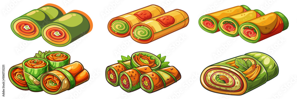 vegetable rolls vector art illustration, vegetable rolls vector art vegetable rolls vector art illustration, vegetable rolls vector art
