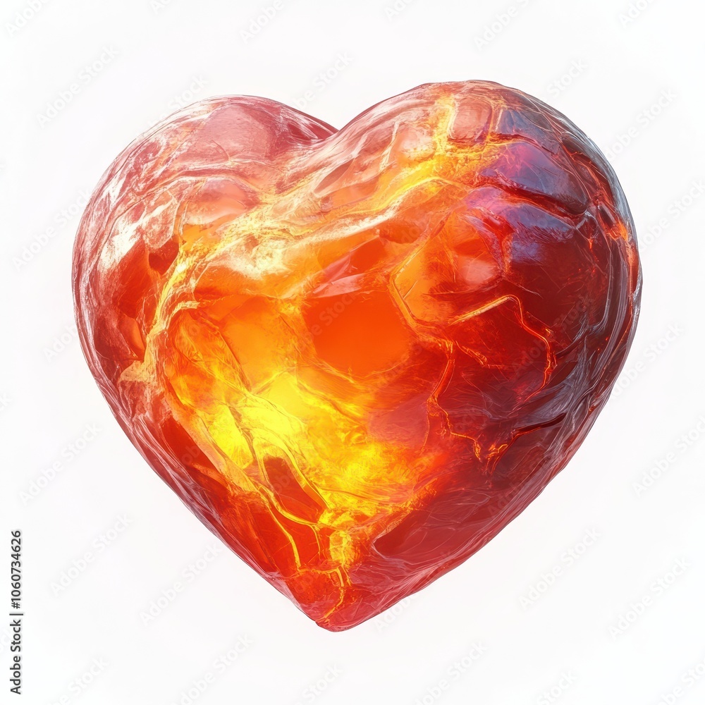 Fototapeta premium Glowing fiery object, dragon heart, fantasy aura, isolated on white, 3D illustration