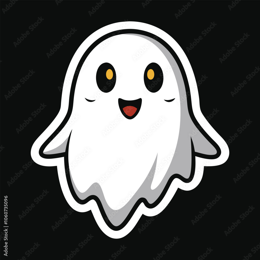 White cute ghost on halloween sticker. Halloween graphics cute colorful ghost sticker White cute ghost on halloween sticker. Halloween graphics cute colorful ghost sticker