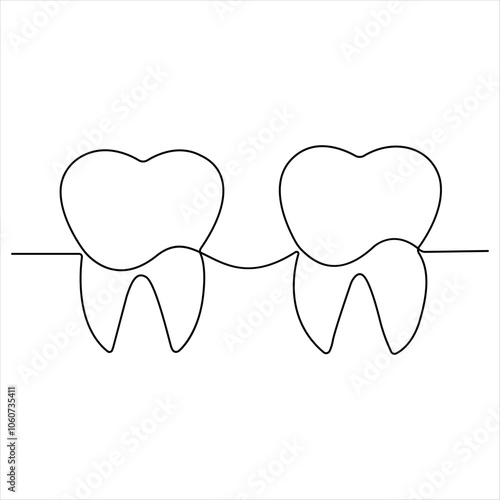 Single line continuous drawing of tooth simple dental tooth line art vector illustration dentist stomatology medical concept