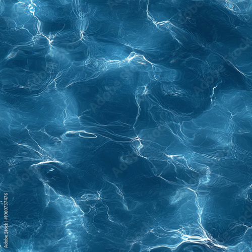  Seamless Deep Blue Water Texture with Smooth Surface and Ripples