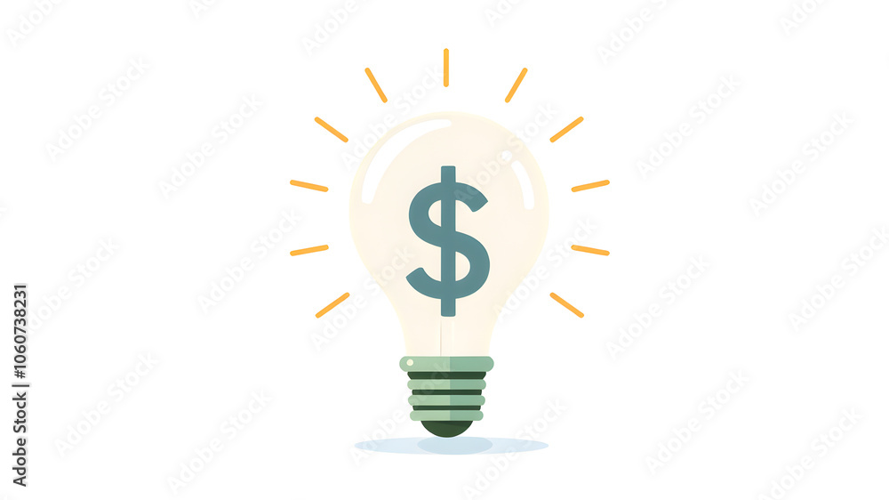 Light bulb with dollar sign in the center, plain white background. Light bulb with dollar sign in the center, plain white background.