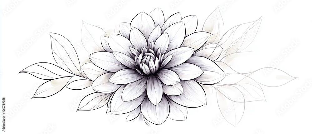 Black and White Line Art Flower. Black and White Line Art Flower.