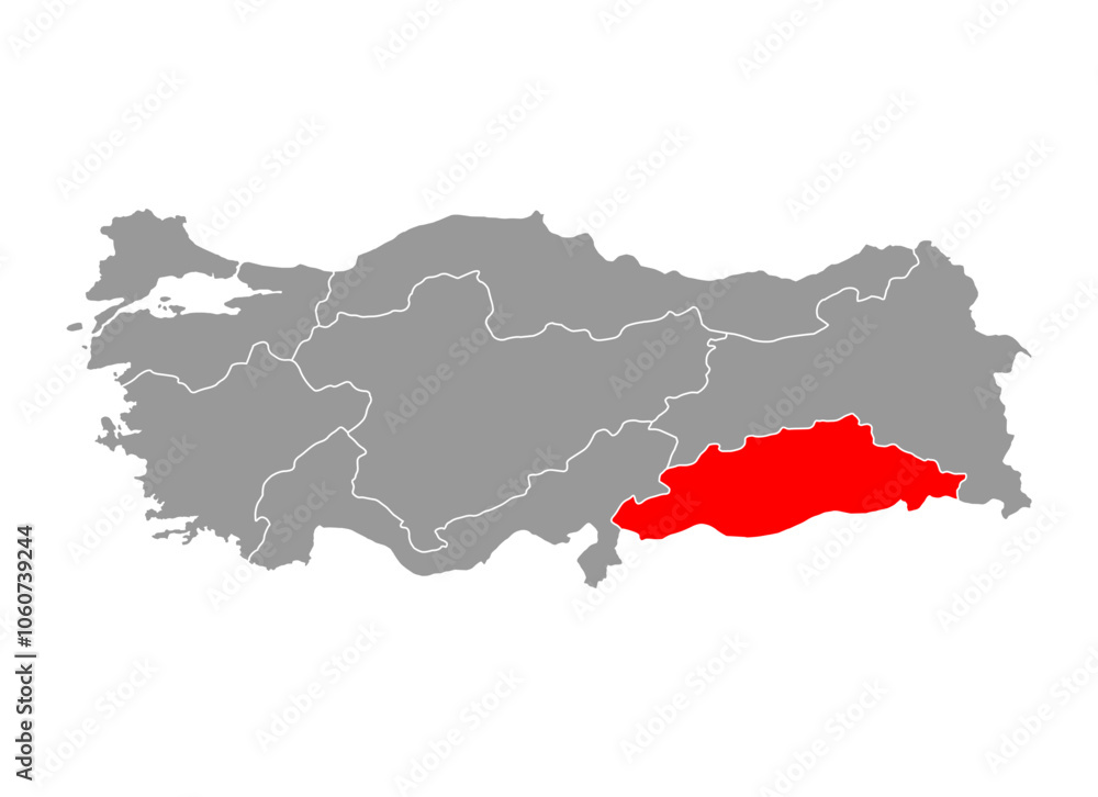 Southeastern Anatolia Region of Turkey map symbol shape, travel web concept icon vector illustration . Southeastern Anatolia Region of Turkey map symbol shape, travel web concept icon vector illustration .