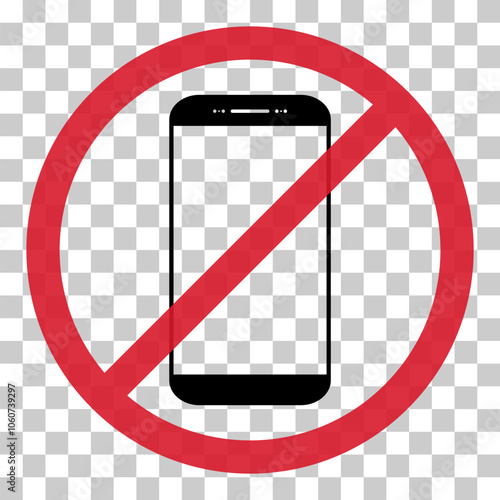 Mobile forbidden icon, no use phone sign, ban smartphone label vector illustration .