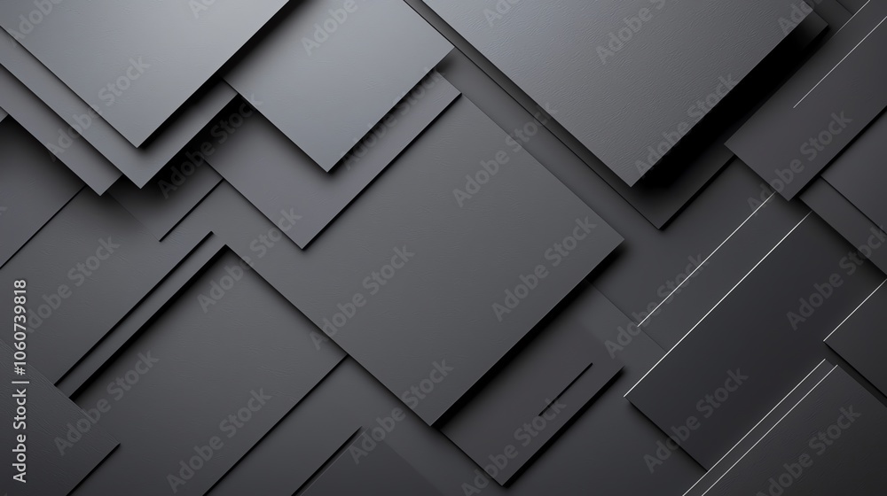 A modern abstract background featuring layered rectangular shapes in varying shades of gray and black. A modern abstract background featuring layered rectangular shapes in varying shades of gray and black.