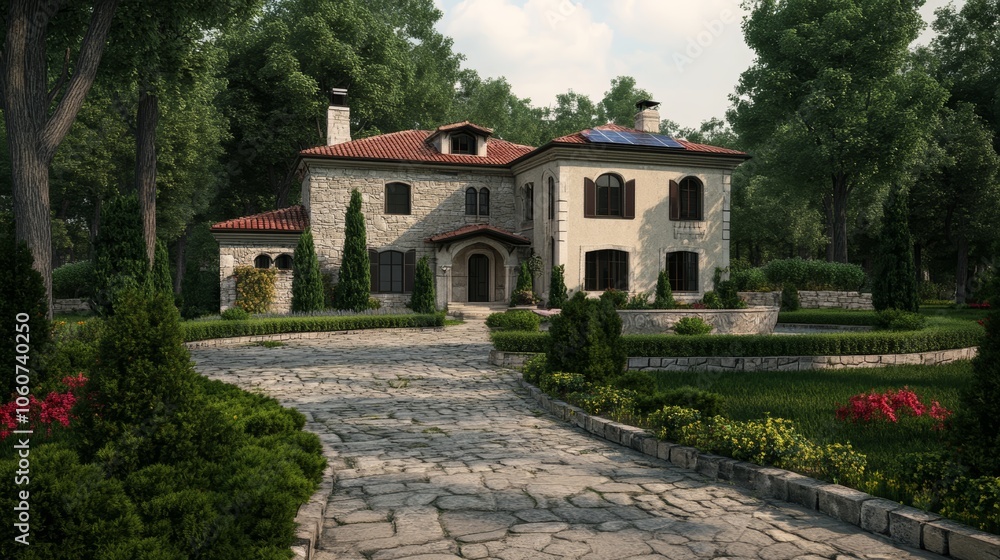 Charming house with stone path, discover a tranquil home nestled in nature's embrace Charming house with stone path, discover a tranquil home nestled in nature's embrace