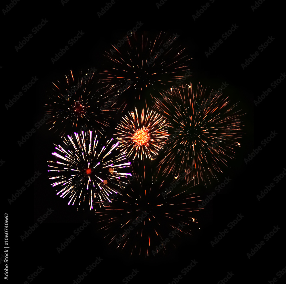 A Burst of Fireworks Against Black Background A Burst of Fireworks Against Black Background