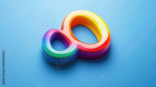 A creative and modern 3d artwork consisting of three vibrant circle rings stacked together on a minimalist blue background.