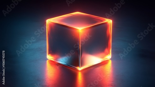 A cube with a red glow on it