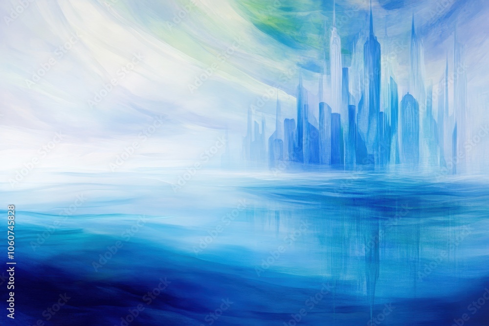 Fototapeta premium Sunken Ruins of Atlantis Rise From Deep Blue Waters, Creating a Mystical Underwater Landscape