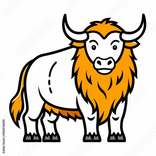 Yak: Bold Line Art on White Background