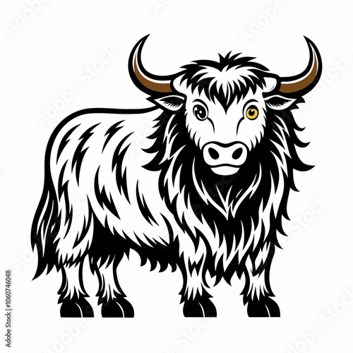 Yak: Bold Line Art on White Background