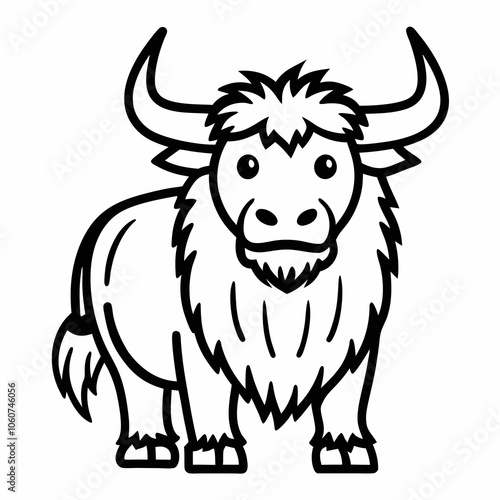 Yak: Bold Line Art on White Background