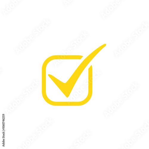 Yellow Check Mark Icon in Square PNG