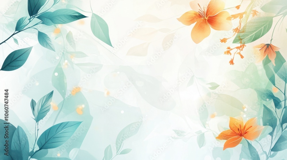 Serene Floral Backdrop with Vibrant Orange Flowers Serene Floral Backdrop with Vibrant Orange Flowers