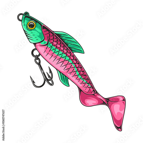 Colorful fish-shaped fishing lure design concept