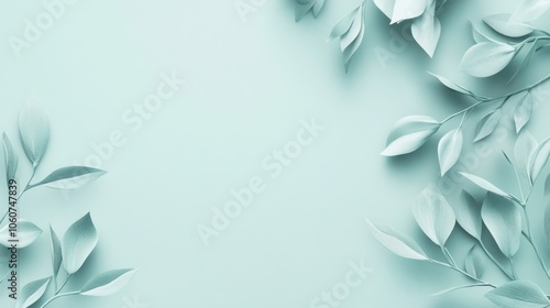 Wallpaper Mural Elegant Mint Green Floral Background with Soft Leaves Torontodigital.ca