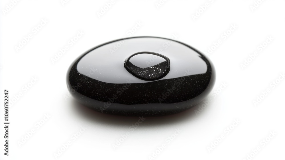Serene Water Droplet on Smooth Black Pebble for Zen Balance and Tranquility Serene Water Droplet on Smooth Black Pebble for Zen Balance and Tranquility