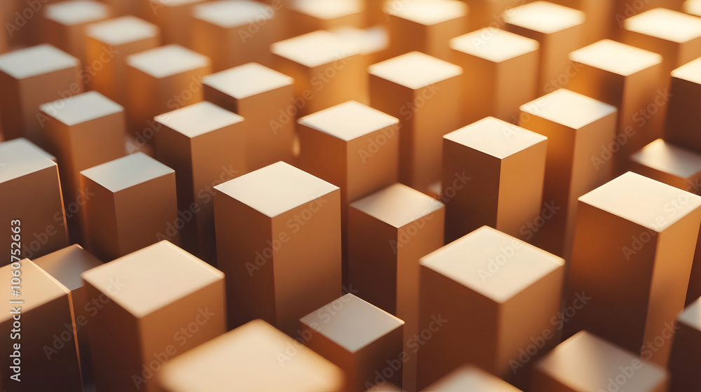 Array of Clean Cardboard Boxes on a Clean Background Repeating into the Distance Array of Clean Cardboard Boxes on a Clean Background Repeating into the Distance