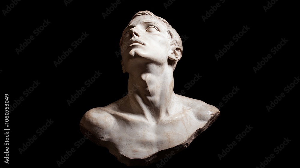Obraz premium Isolated Male Gypsum Bust Statue with Dignity