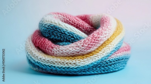 Cozy Folded Woolen Scarf on Soft Background