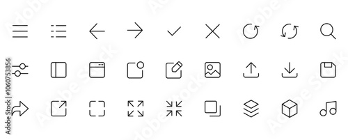 icon collection set ui interface style line