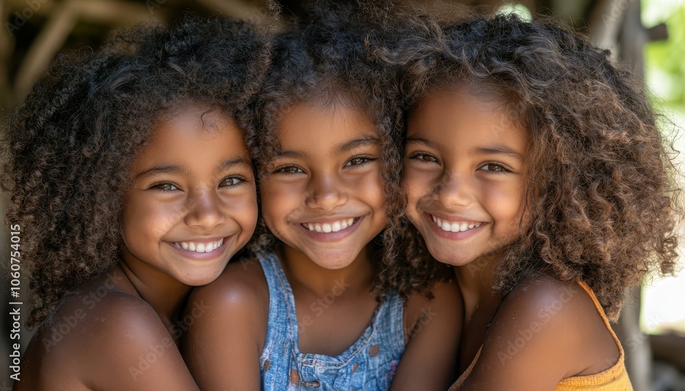 Young afro girls joyfully embrace friendship in a Caribbean town Young afro girls joyfully embrace friendship in a Caribbean town
