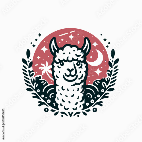 alpaca logo illustration - llama logo