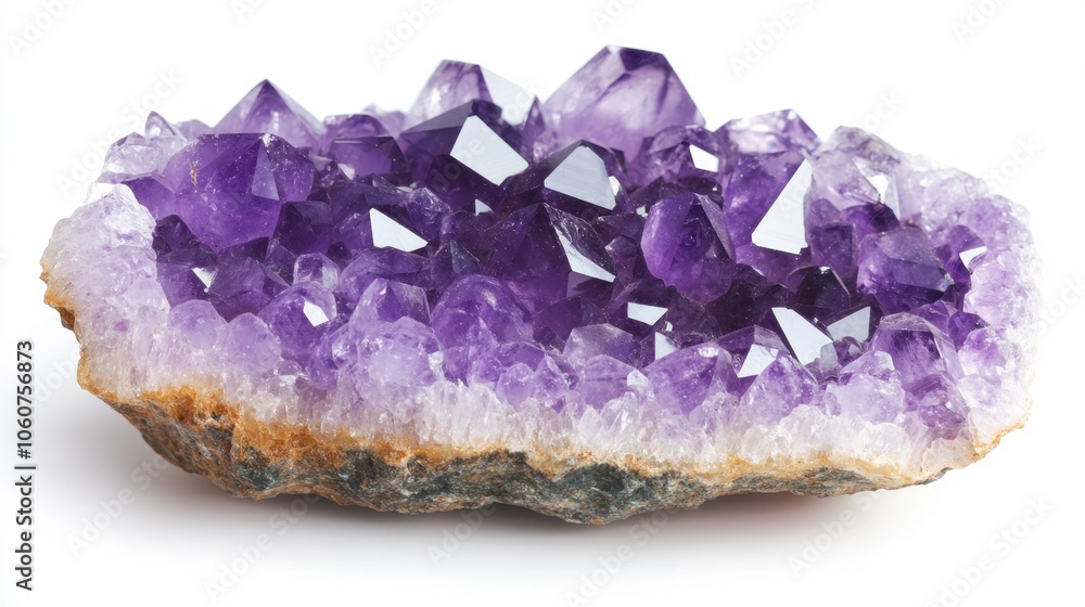 Shimmering Amethyst Crystal in Natural Form Isolated on Bright White Background Shimmering Amethyst Crystal in Natural Form Isolated on Bright White Background