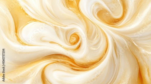 Cream whirlpools with maple syrup streams: Appetizing digital background perfect for breakfast branding. High-resolution, golden undertones, and rich swirls evoke warmth.