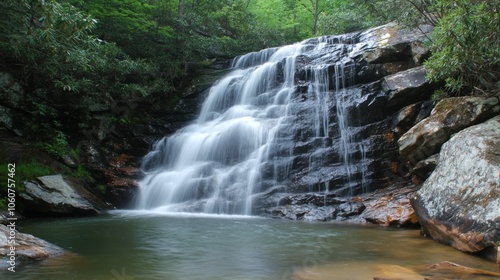 Majestic Waterfall Cascading into a Pool