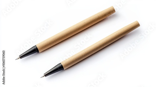 Eco-friendly paper pen, isolated on a white background. 