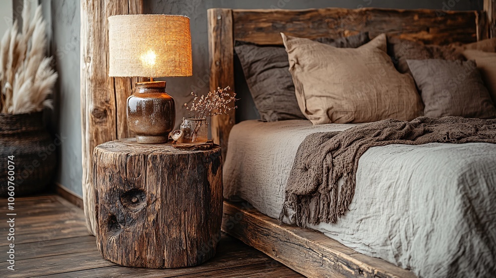 Embracing wabi-sabi a simple wooden bed frame and soft textures create a tranquil bedroom oasis for rest and reflection Embracing wabi-sabi a simple wooden bed frame and soft textures create a tranquil bedroom oasis for rest and reflection