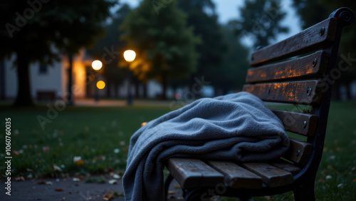 Man sleeping on park bench.