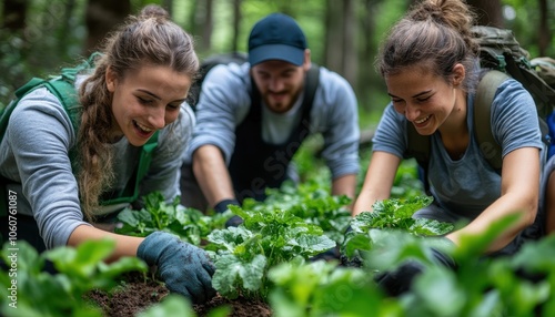 Wallpaper Mural Community members collaborating to create a vibrant urban garden in the forest Torontodigital.ca