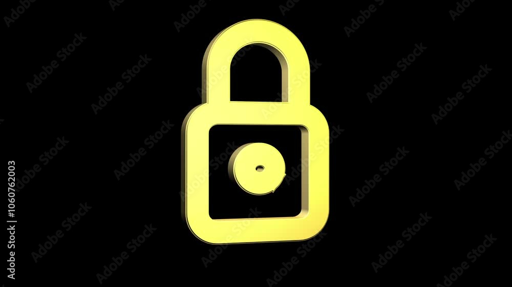 3d golden lock icon animation 3d golden lock icon animation