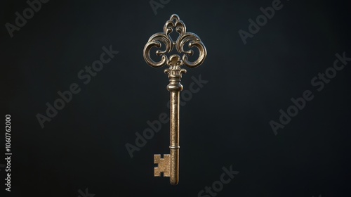 Vintage Skeleton Key on Dark Background - Antique Key Symbolizing Mystery and Secrets