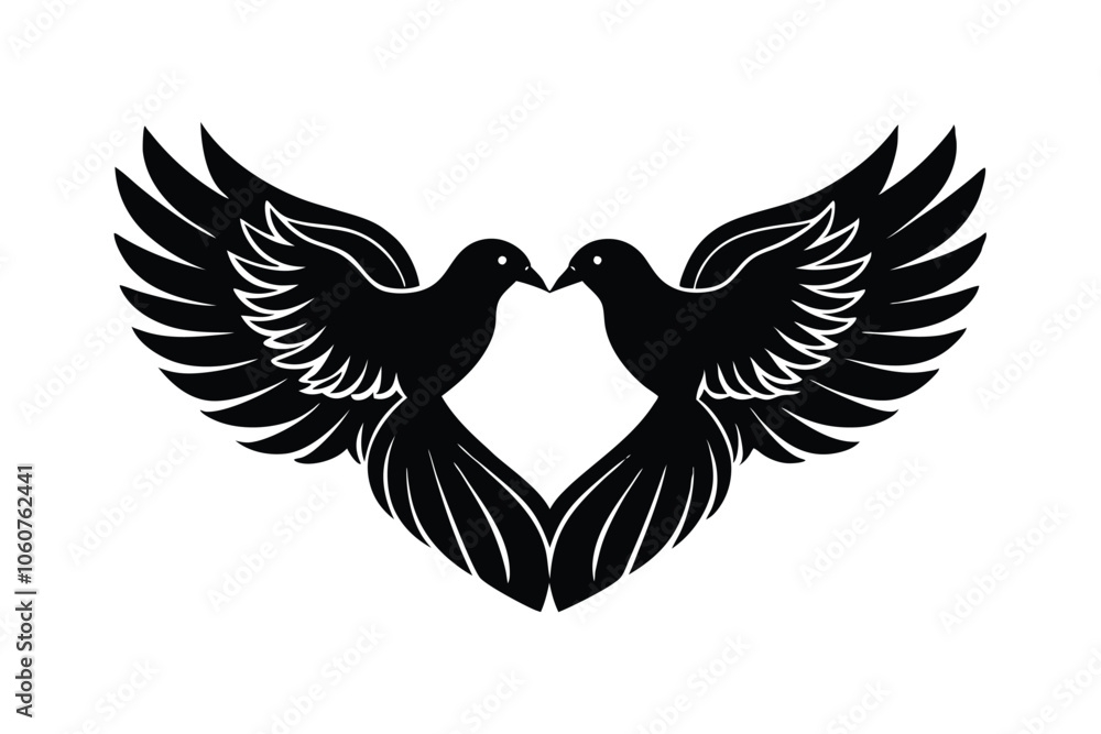 Obraz premium Adorable Valentine Bird with Heart Wings - Cute Romantic Lovebird Illustration Icon for Decor, Cards & Holiday Art