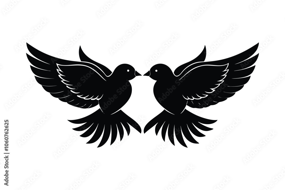 Fototapeta premium Adorable Valentine Bird with Heart Wings - Cute Romantic Lovebird Illustration Icon for Decor, Cards & Holiday Art