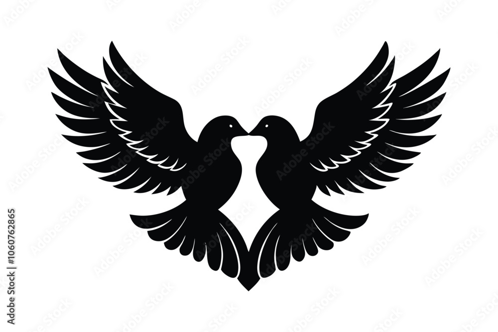 Obraz premium Adorable Valentine Bird with Heart Wings - Cute Romantic Lovebird Illustration Icon for Decor, Cards & Holiday Art