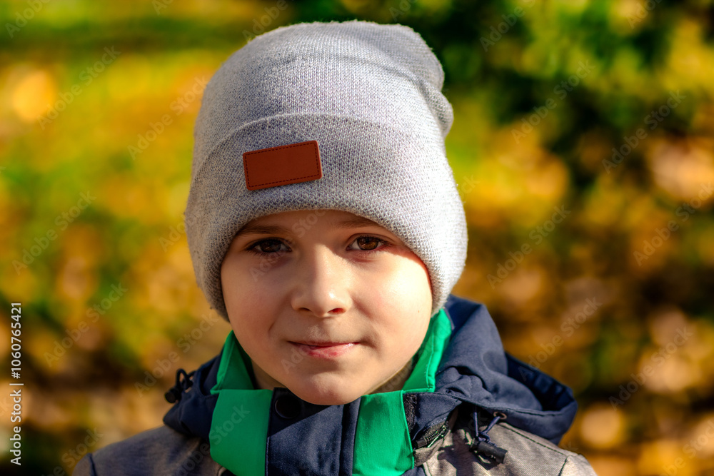 Portrait of a smiling boy in an autumn park Portrait of a smiling boy in an autumn park
