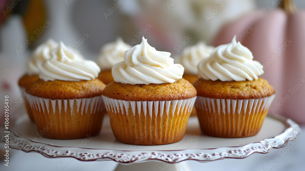 Pumpkin muffins with vanilla cream for a festive Pumpkin muffins with vanilla cream for a festive