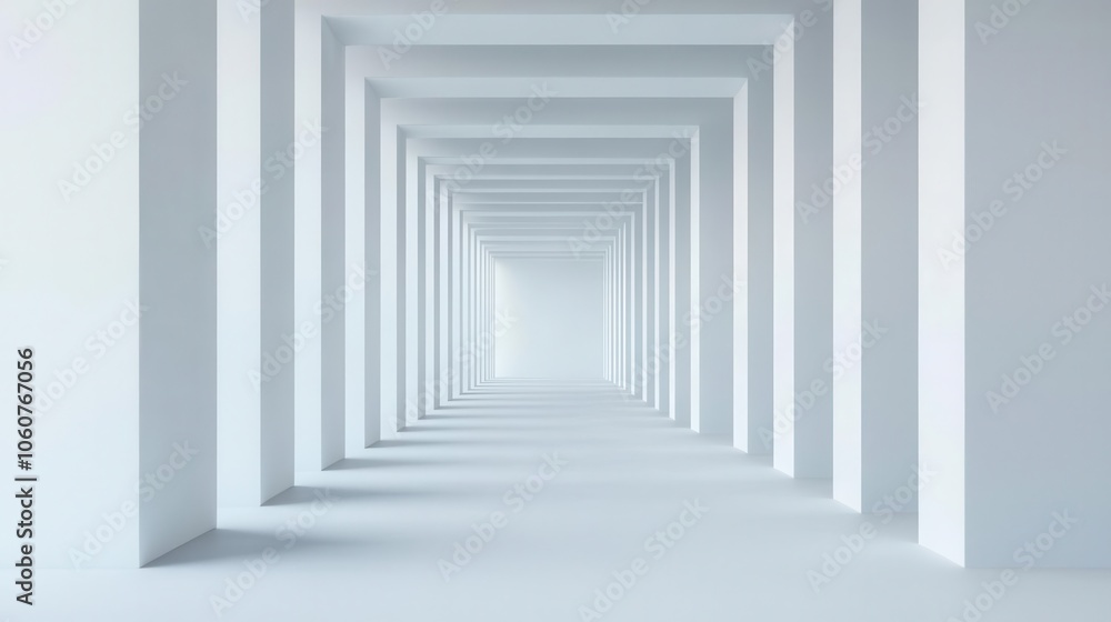 Fototapeta premium White geometric structure, ultramodern architecture, 3D illustration