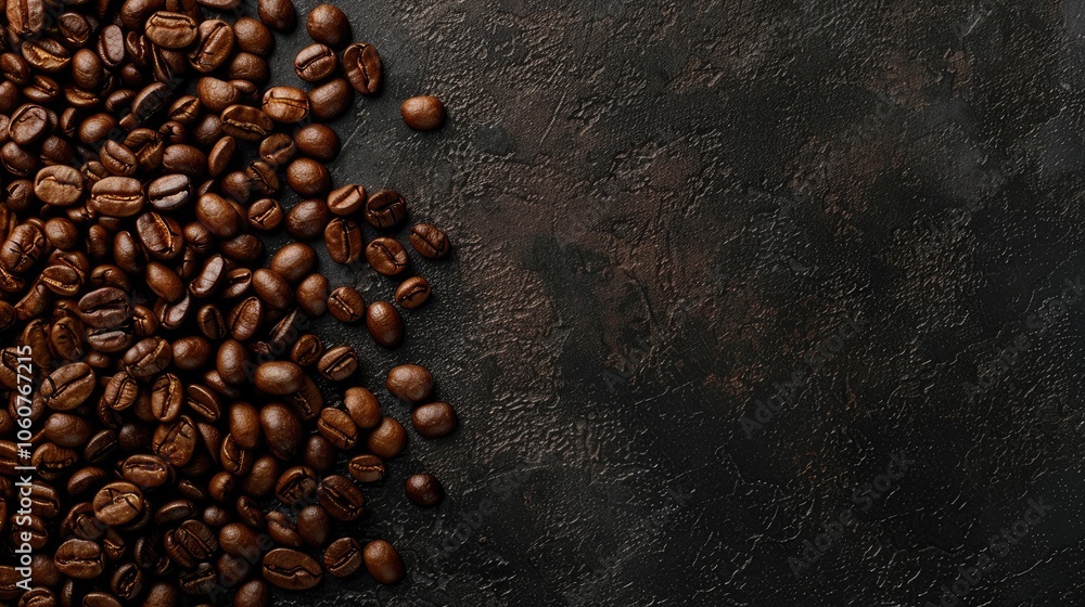 Top view of roasted coffee beans with text space. Top view of roasted coffee beans with text space.