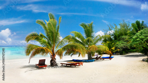 Cook Islands tropical beach palm trees coral lagoon 
